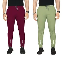 Pink Formal Men's Slim Fit Active Track Pants with Pockets | Men's Trousers for Sports, Gyming, Casual Wear (Combo Pack of 2) (L)-thumb3