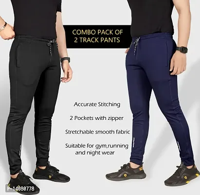 Pink Formal Men's Stylish Regular Fit Lycra Jogger Lower Track Pants | Gym Casual Wear for Men Combo-thumb3