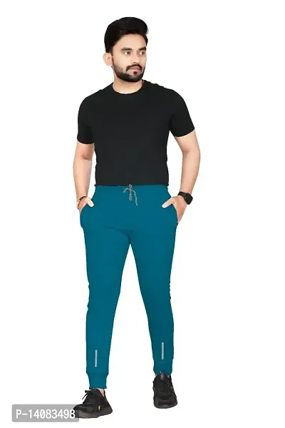 Pink Formal Men's Slim Fit Active Track Pants with Pockets | Men's Trousers for Sports, Gyming, Casual Wear (2XL, Teal)