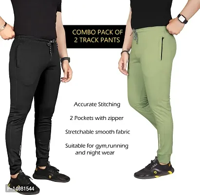 Pink Formal Men's Combo Slim Fit Active Track Pants with Pockets | Men's Trousers for Sports, Gyming, Casual Wear | Pack of 2-thumb2