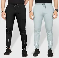 Pink Formal Men's Combo Slim Fit Active Track Pants with Pockets | Men's Trousers for Sports, Gyming, Casual Wear | Pack of 2 (2XL, Black - Light Grey)-thumb3