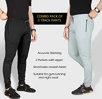 Pink Formal Men's Combo Slim Fit Active Track Pants with Pockets | Men's Trousers for Sports, Gyming, Casual Wear | Pack of 2 (2XL, Black - Light Grey)-thumb1