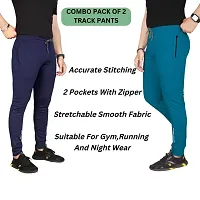 Pink Formal Men's Slim Fit Active Track Pants with Pockets | Men's Trousers for Sports, Gyming, Casual Wear (Combo Pack of 2) (L)-thumb1