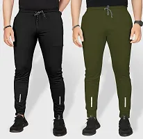 Pink Formal Men's Combo Slim Fit Active Track Pants with Pockets | Men's Trousers for Sports, Gyming, Casual Wear | Pack of 2 (2XL, Black - Olive)-thumb3