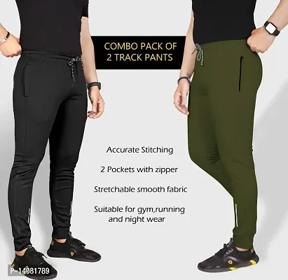 Pink Formal Lycra Slim Fit Sports Joggers Track Pants Combo Pack of 2 for Men-thumb2