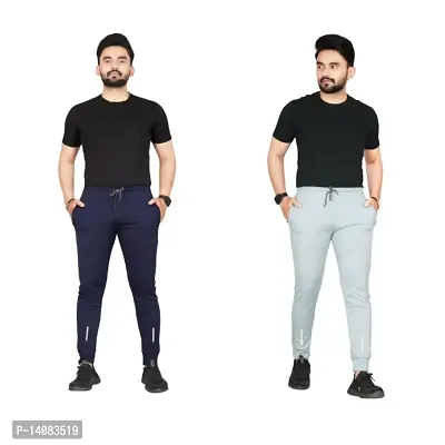 Pink Formal Men's Slim Fit Active Track Pants with Pockets | Men's Trousers for Sports, Gyming, Casual Wear (Combo Pack of 2) (XL)-thumb0