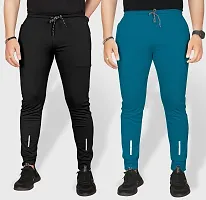 Pink Formal Men's Combo Slim Fit Active Track Pants with Pockets | Men's Trousers for Sports, Gyming, Casual Wear | Pack of 2 (XL, Black - Teal)-thumb3