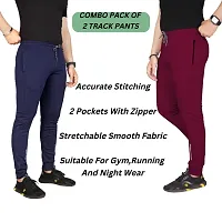 Pink Formal Men's Slim Fit Active Track Pants with Pockets | Men's Trousers for Sports, Gyming, Casual Wear (Combo Pack of 2) (L)-thumb1