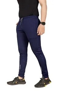 Pink Formal Men's Slim Fit Active Track Pants with Pockets | Men's Trousers for Sports, Gyming, Casual Wear (S, Blue)-thumb2