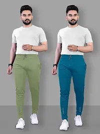 Pink Formal Men's Slim Fit Active Track Pants with Pockets | Men's Trousers for Sports, Gyming, Casual Wear (Combo Pack of 2) (M)-thumb3