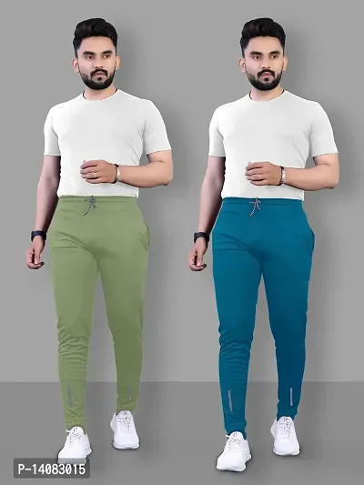 Pink Formal Men's Slim Fit Active Track Pants with Pockets | Men's Trousers for Sports, Gyming, Casual Wear (Combo Pack of 2) (M)-thumb4