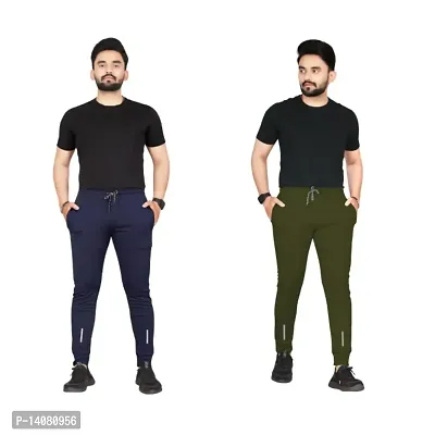 Pink Formal Men's Slim Fit Active Track Pants with Pockets | Men's Trousers for Sports, Gyming, Casual Wear (Combo Pack of 2) (M)