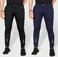 Pink Formal Men's Combo Slim Fit Active Track Pants with Pockets | Men's Trousers for Sports, Gyming, Casual Wear | Pack of 2 (L, Black - Blue)-thumb3