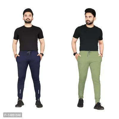 Pink Formal Men's Slim Fit Active Track Pants with Pockets | Men's Trousers for Sports, Gyming, Casual Wear (Combo Pack of 2) (2XL)