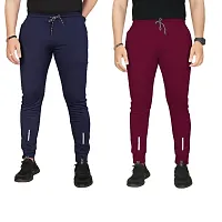 Pink Formal Men's Slim Fit Active Track Pants with Pockets | Men's Trousers for Sports, Gyming, Casual Wear (Combo Pack of 2) (L)-thumb3