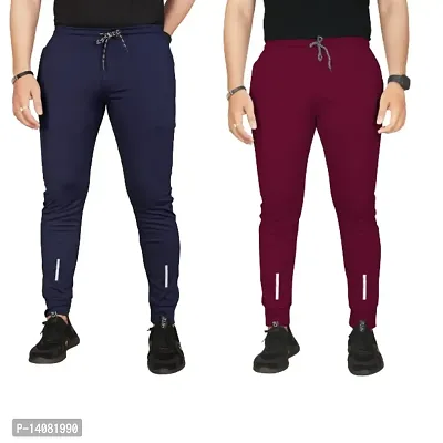 Pink Formal Men's Slim Fit Active Track Pants with Pockets | Men's Trousers for Sports, Gyming, Casual Wear (Combo Pack of 2) (L)-thumb4