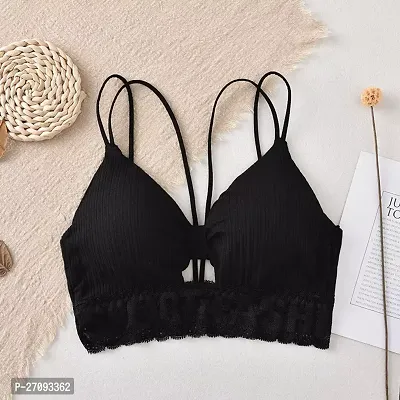 Stylish Black Cotton Solid Bras For Women