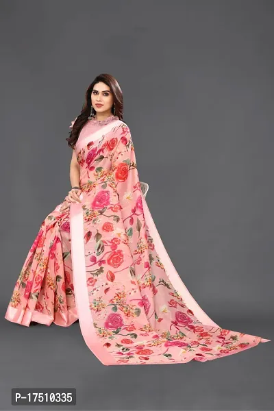 Stylish Art Silk Peach Saree with Blouse piece For Women-thumb0