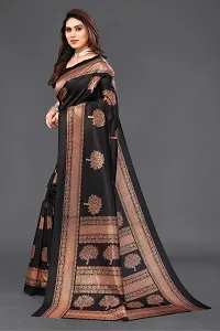 Stylish Art Silk Black Saree with Blouse piece For Women-thumb1