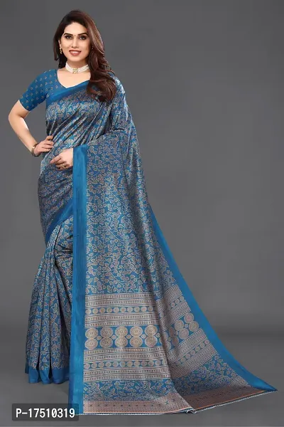 Stylish Art Silk Blue Saree with Blouse piece For Women