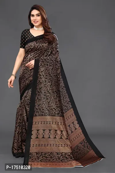 Stylish Art Silk Black Saree with Blouse piece For Women