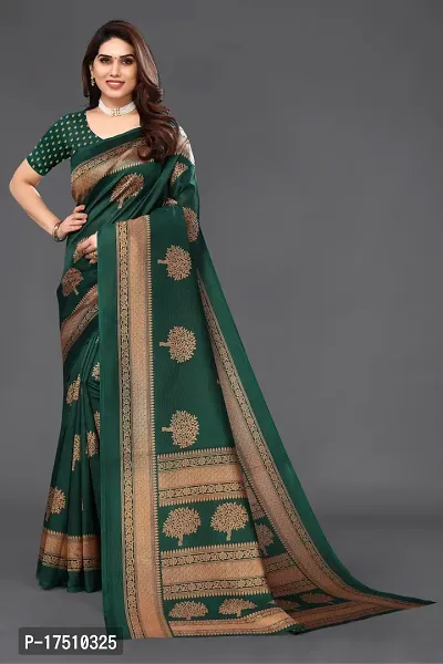 Stylish Art Silk Green Saree with Blouse piece For Women