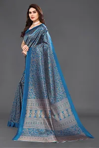 Stylish Art Silk Blue Saree with Blouse piece For Women-thumb1