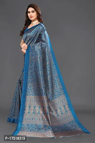 Stylish Art Silk Blue Saree with Blouse piece For Women-thumb2