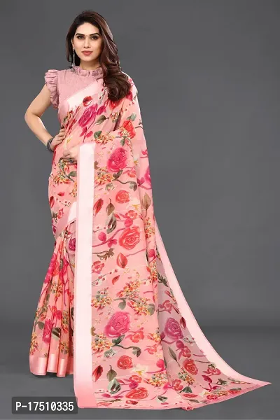 Stylish Art Silk Peach Saree with Blouse piece For Women-thumb2