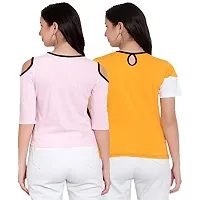 HKS Fashion Women's Cotton Casual Stylish Designer Round Neck Half 3/4 Sleeve Combo Pack of 2 | Women's Comfy Fashionable Round Neck T-Shirt Combo Pack of 2-thumb1