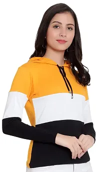 HKS Fashion Women's Hooded Neck Multicolor T-Shirts Mustard-thumb2