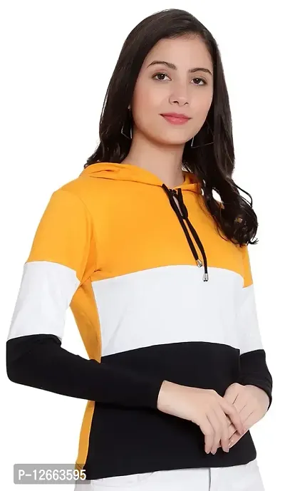 HKS Fashion Women's Hooded Neck Multicolor T-Shirts Mustard-thumb3
