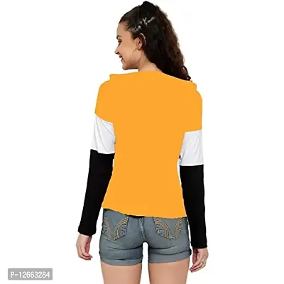 HKS Fashion Women's Cotton Trendy Hooded Neck Hoodie | Women's Designer Color Block Hooded Neck T-Shirt-thumb2