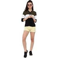 HKS Fashion Women's Cotton Trendy Hooded Neck Hoodie | Women's Designer Color Block Hooded Neck T-Shirt Olive-thumb3