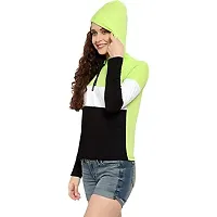 HKS Fashion Women's Cotton Trendy Hooded Neck Hoodie | Women's Designer Color Block Hooded Neck T-Shirt Green-thumb2