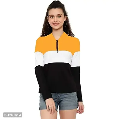 HKS Fashion Women's Cotton Trendy Hooded Neck Hoodie | Women's Designer Color Block Hooded Neck T-Shirt-thumb0