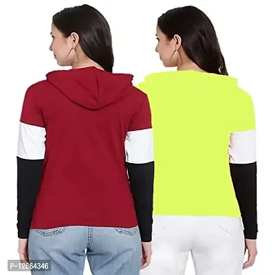 HKS Fashion Women's Designer Cotton Hooded Neck T-Shirt Combo Pack of 2 | Women's Hoodie Combo Pack of 2-thumb2