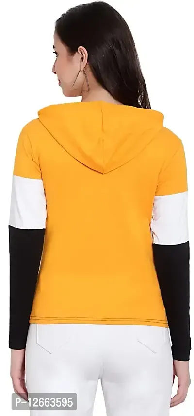 HKS Fashion Women's Hooded Neck Multicolor T-Shirts Mustard-thumb4