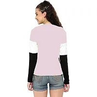 HKS Fashion Women's Cotton Trendy Hooded Neck Hoodie | Women's Designer Color Block Hooded Neck T-Shirt Pink-thumb1