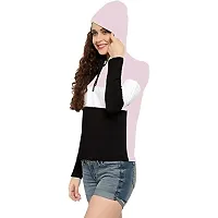 HKS Fashion Women's Cotton Trendy Hooded Neck Hoodie | Women's Designer Color Block Hooded Neck T-Shirt Pink-thumb2