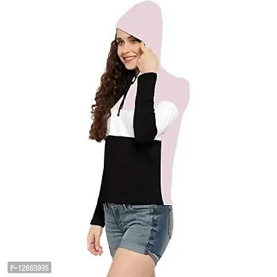 HKS Fashion Women's Cotton Trendy Hooded Neck Hoodie | Women's Designer Color Block Hooded Neck T-Shirt Pink-thumb3