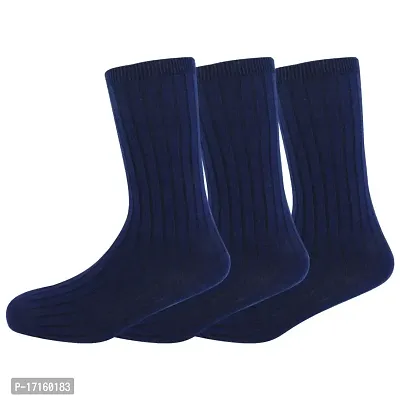 HUSSKINZ Men Formal Blue Socks Solid Mid-Calf/Crew Length socks Pack of 3 Pair-thumb0