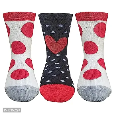 Instep: Kids Socks Baby Boys  Baby Girls Soft Special Design Midcalf / Crew Length Pure Cotton Socks | Fancy Heart Design Socks | Multi color | Maximum Grip | Pack of 3 Pairs|-thumb0