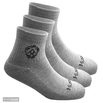 HUSSKINZ Ankle Length Sports Socks | Cushion | Maximum Grip Ankle Socks for Men  Women | Free Size| (3, Greymel)-thumb0