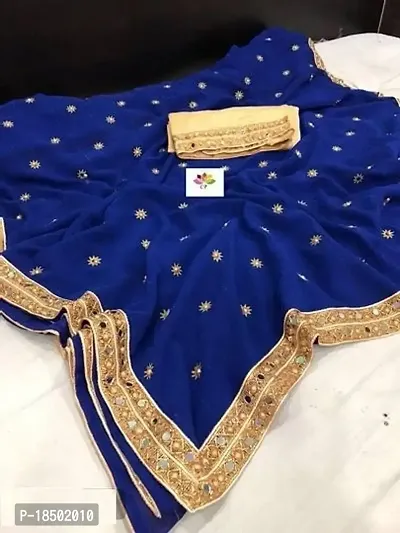 Chanderi Mirror Work Embroidery Saree with Blouse Piece