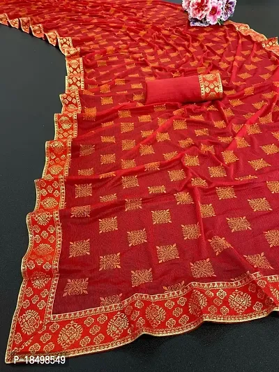 Lycra Printed Lace Work Saree with Blouse Piece