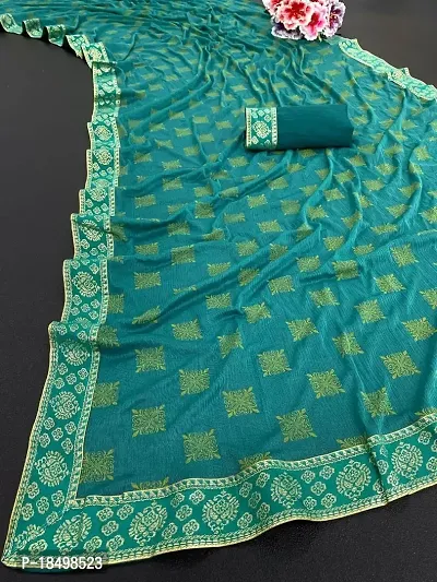 Lycra Printed Lace Work Saree with Blouse Piece-thumb0