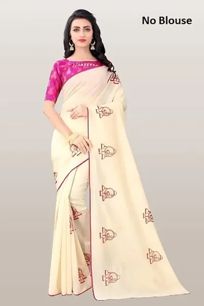 Chanderi Embroidered Saree with Blouse piece