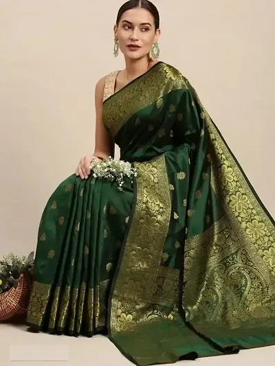 Jacquard Rich Pallu Silk Blend Sarees with Blouse Piece