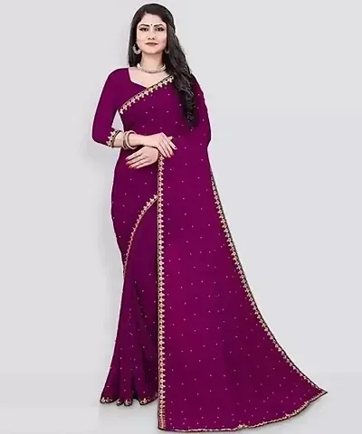 Fancy Lycra Moti Work Saree With Blouse Piece